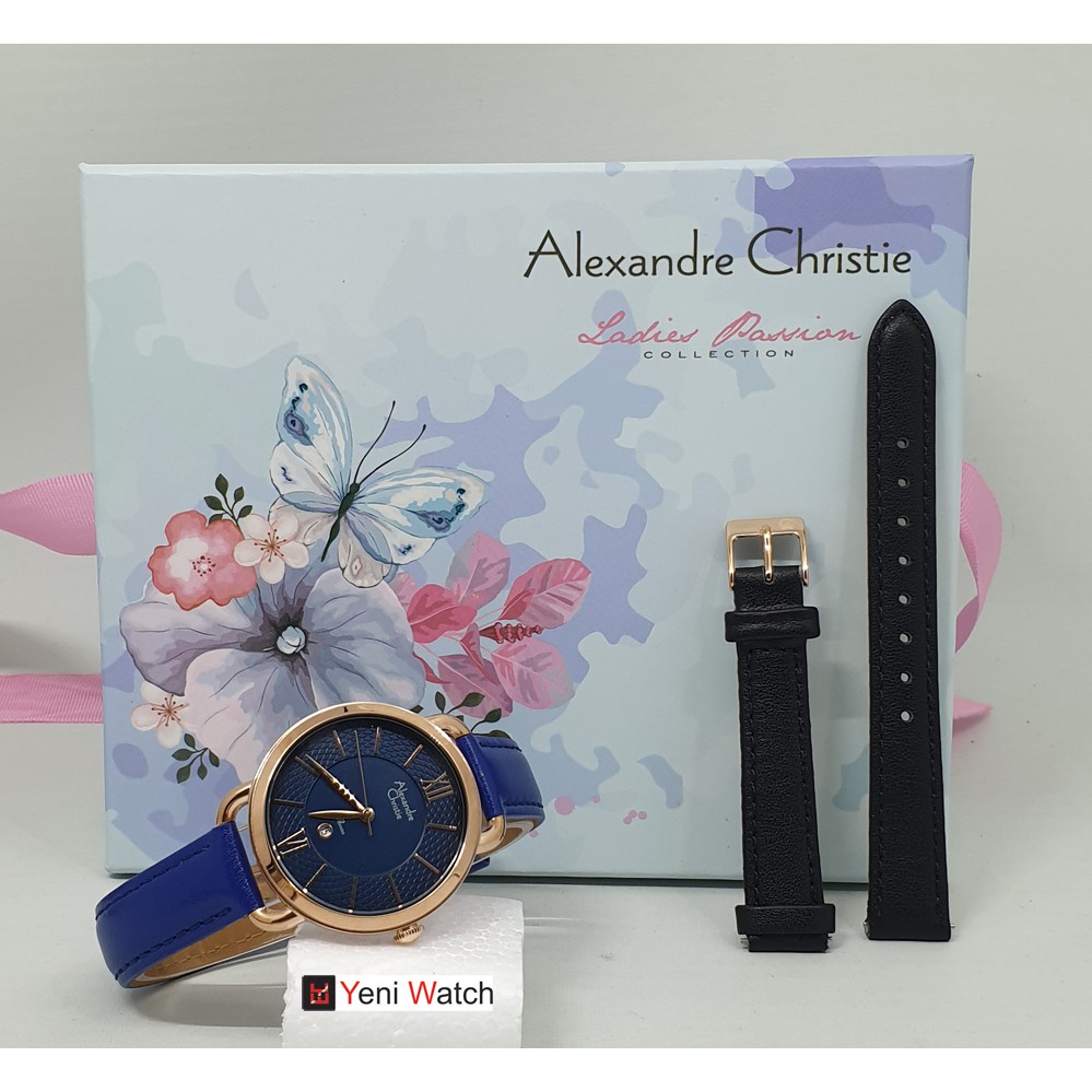 Alexandre Chistie Ac 2674 Rose Gold Biru Original