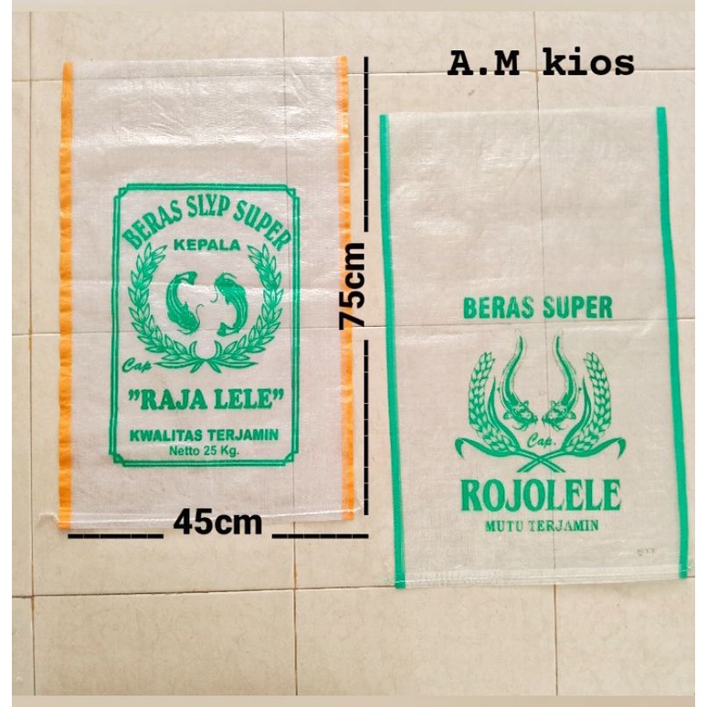 Karung beras 25kg cap Rojolele [ECER] cap Bakul nasi, cap Mahkota ukuran 45 x 75 cm