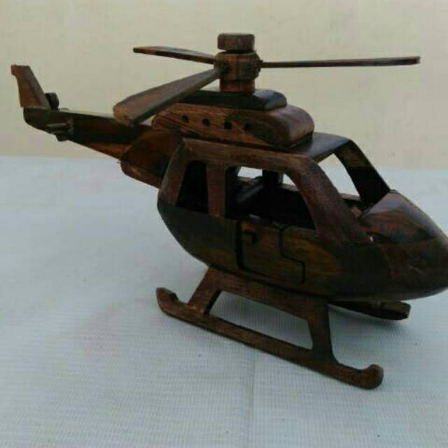 TERMURAH! MINIATUR PESAWAT HELIKOPTER KAYU UKURAN S MINI 18 x 9 x 9 cm - DEKORASI RUMAH DEKORASI RUANGAN uasli blitar