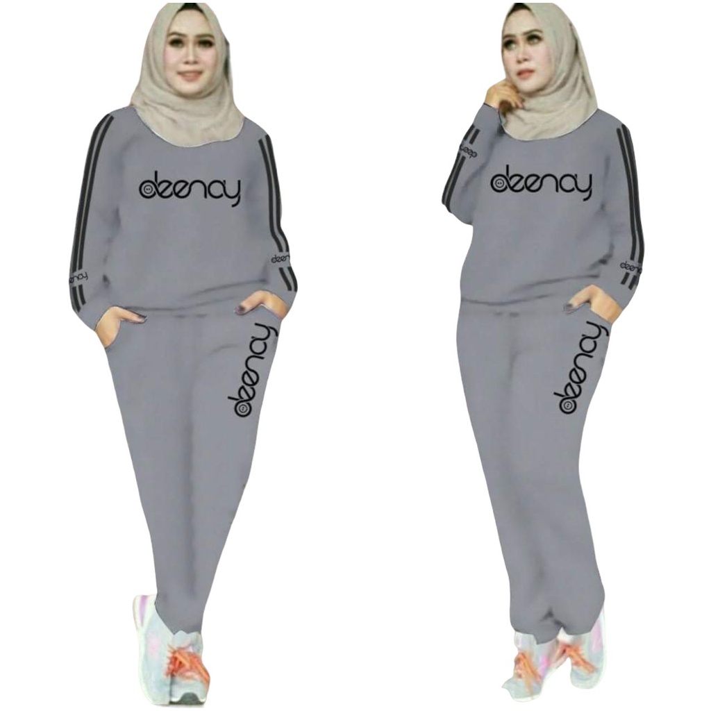 ELDE 12 - SETELAN WANITA L XL XXL 3XL St jumbo marimar Olivia Olah Raga Wanita , Baju Senam , Termurah , Baju Training Bahan babyterry + celana pinggang karet pake saku