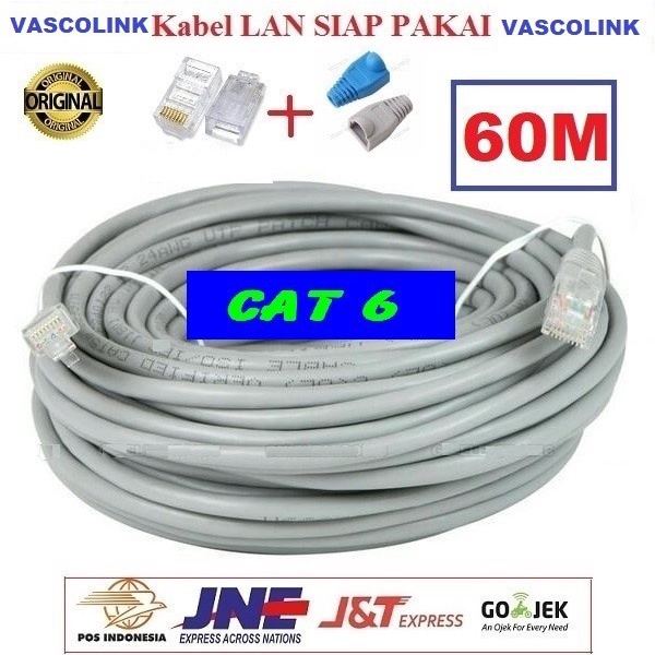 Kabel Lan Vascolink Cat 6 60 meter Siap Pakai/60M / 60meter UTP