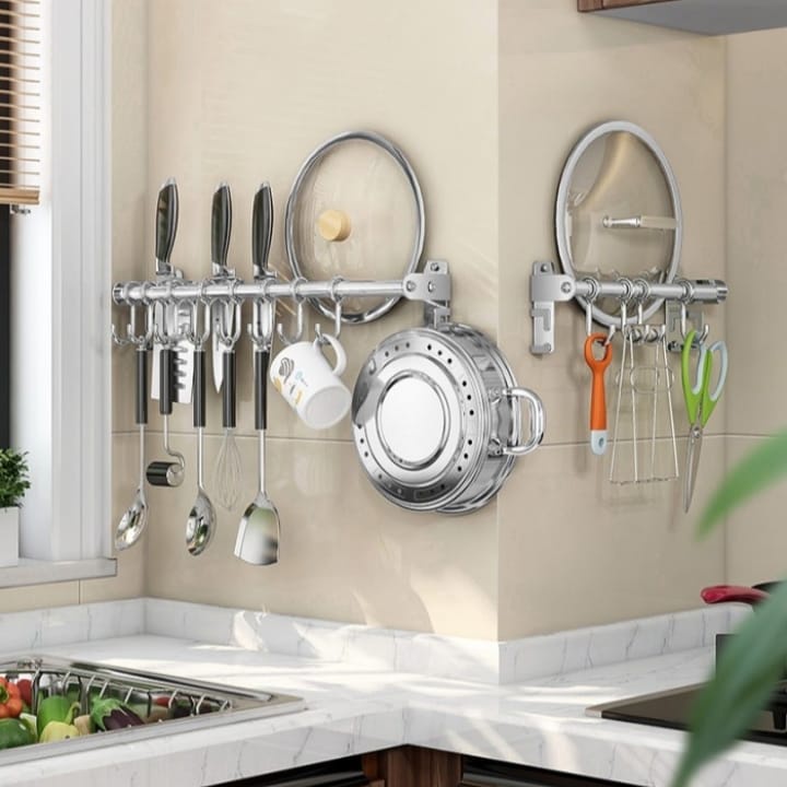 Rak Gantung Dapur Tempel Serbaguna Tempat Alat Dapur Stainless Steel