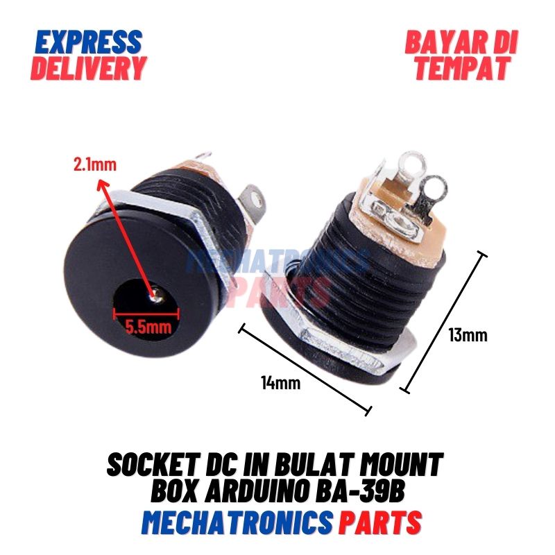 SOCKET DC IN BULAT 2.1x5.5 MOUNT BOX ARDUINO BA-39B