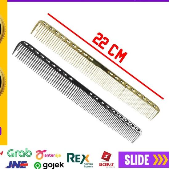♠ YSPARK SISIR PARTING POTONG RAMBUT METAL / ALUMUNIUM HAIR COMB BARBER - gold ✩