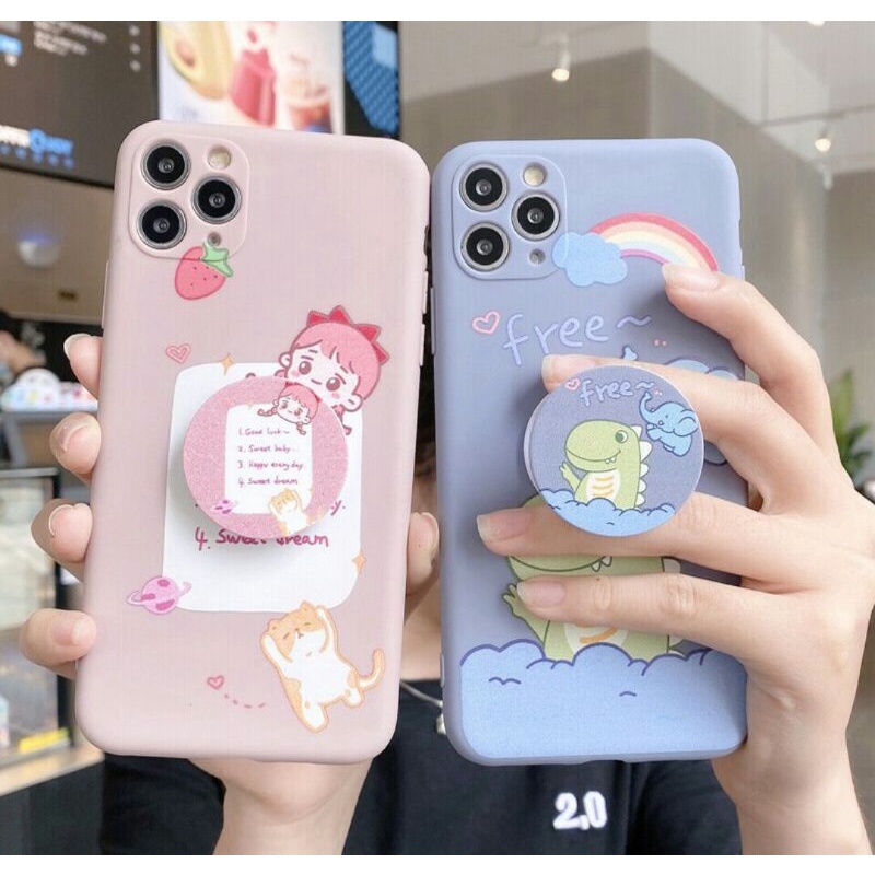 Softcase VIVO V7+ / V7 Plus / Vivo 1716 / Vivo 1850 / Y79A Case Karakter lucu Free Pop Socket