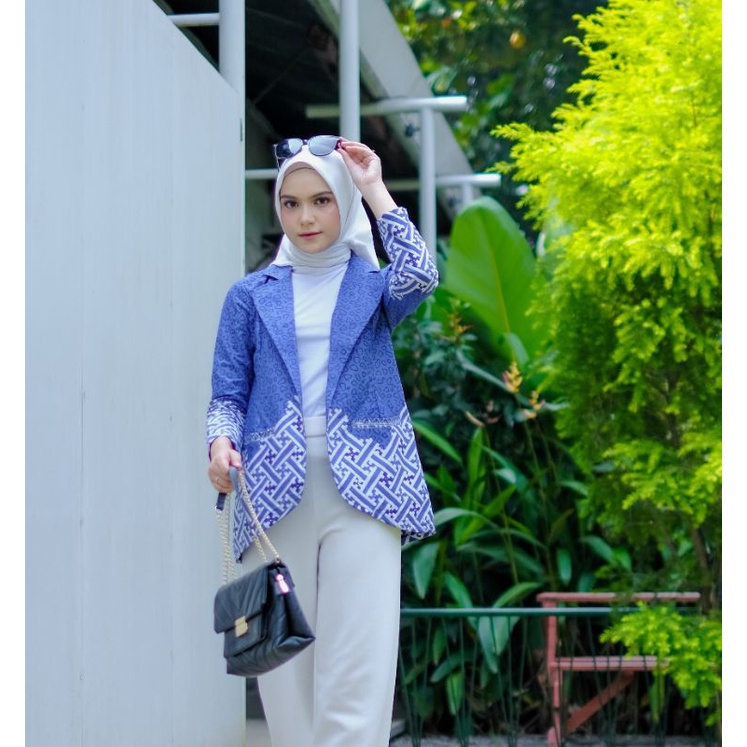 Sabrina blazer blazer batik kekinian full trikot batik kerja kantor