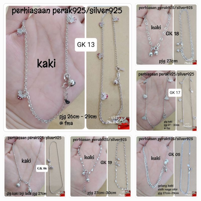 Gelang Kaki Perak 925 Asli Lapis Emas Putih