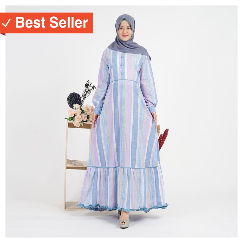 FASHION MUSLIM STYLE CANTIK MURAH Gamis REMPEL Katun Cembre Salur AD405 BWI 188