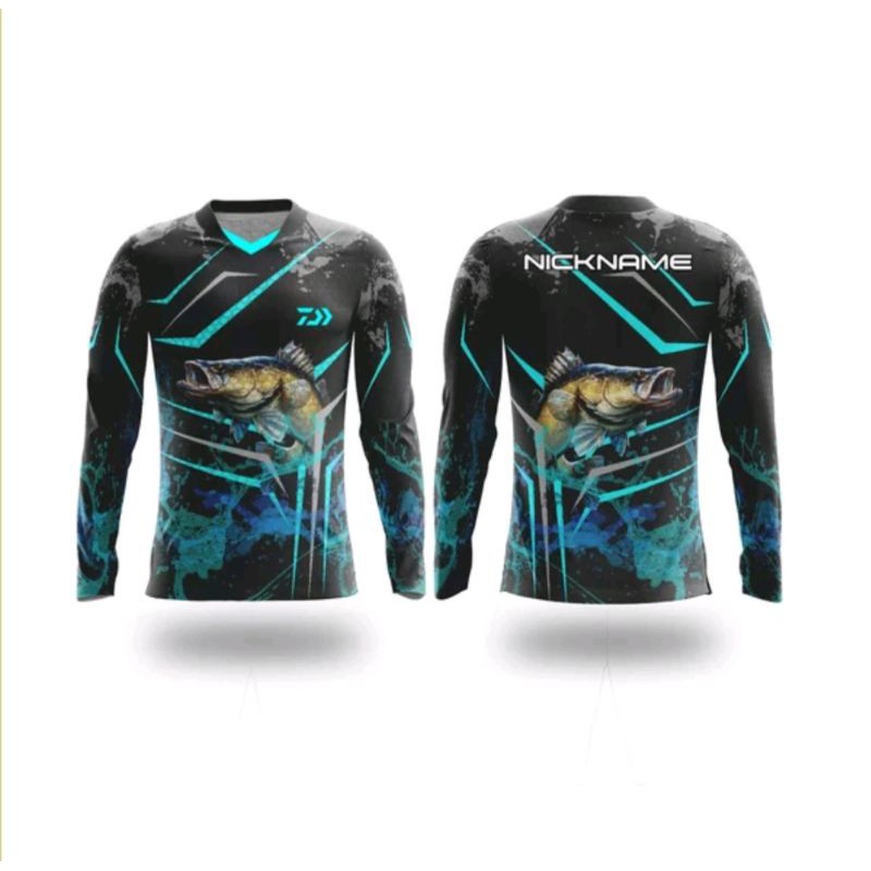 Baju Kaos Jersey Mancing Mania Angler Barramundi Kakap Putih Lengan Panjang