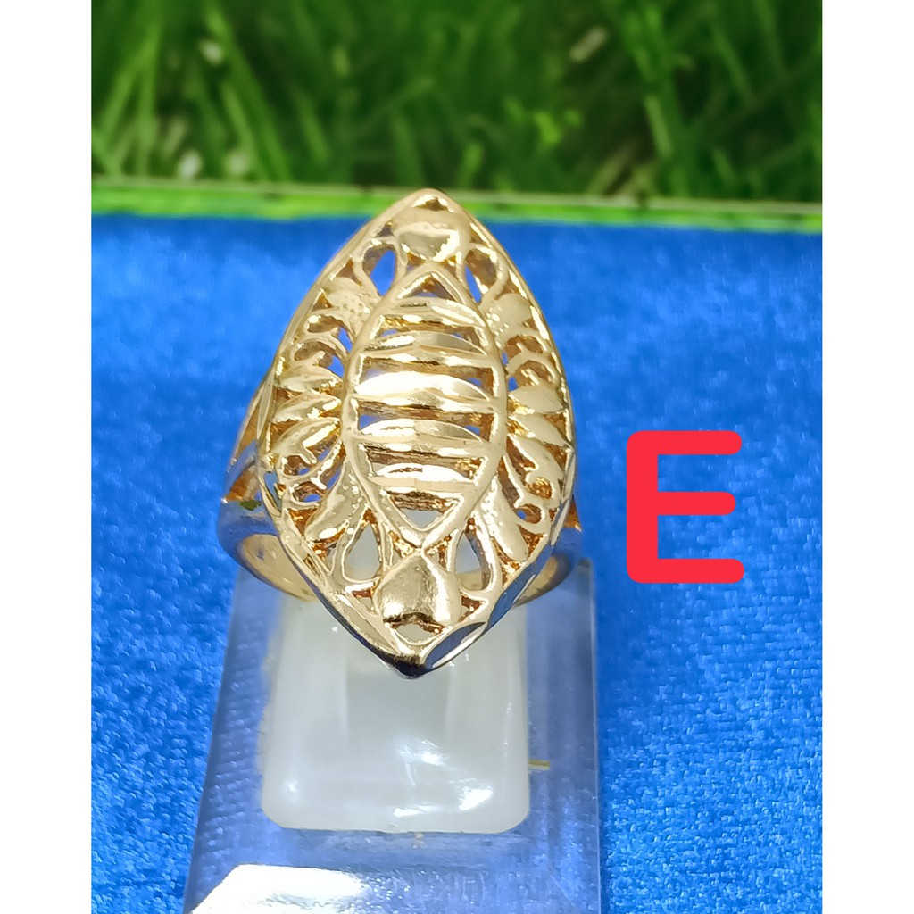 Cincin model kerawangan lapis emas 18k