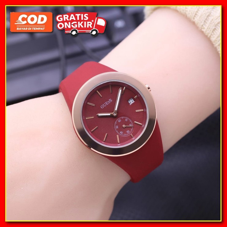 Jam Tangan Cewek Anti Air Murah Kecil Kekinian Wanita Rantai VA835 Guess G012 Wanita Tali Karet Ru
