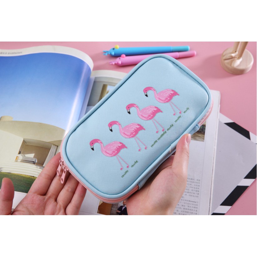 Tempat Pensil Jumbo GEPENG FLAMINGO / Tepak Tempat Alat Tulis Flamingo / Dompet Serbaguna Flamingo