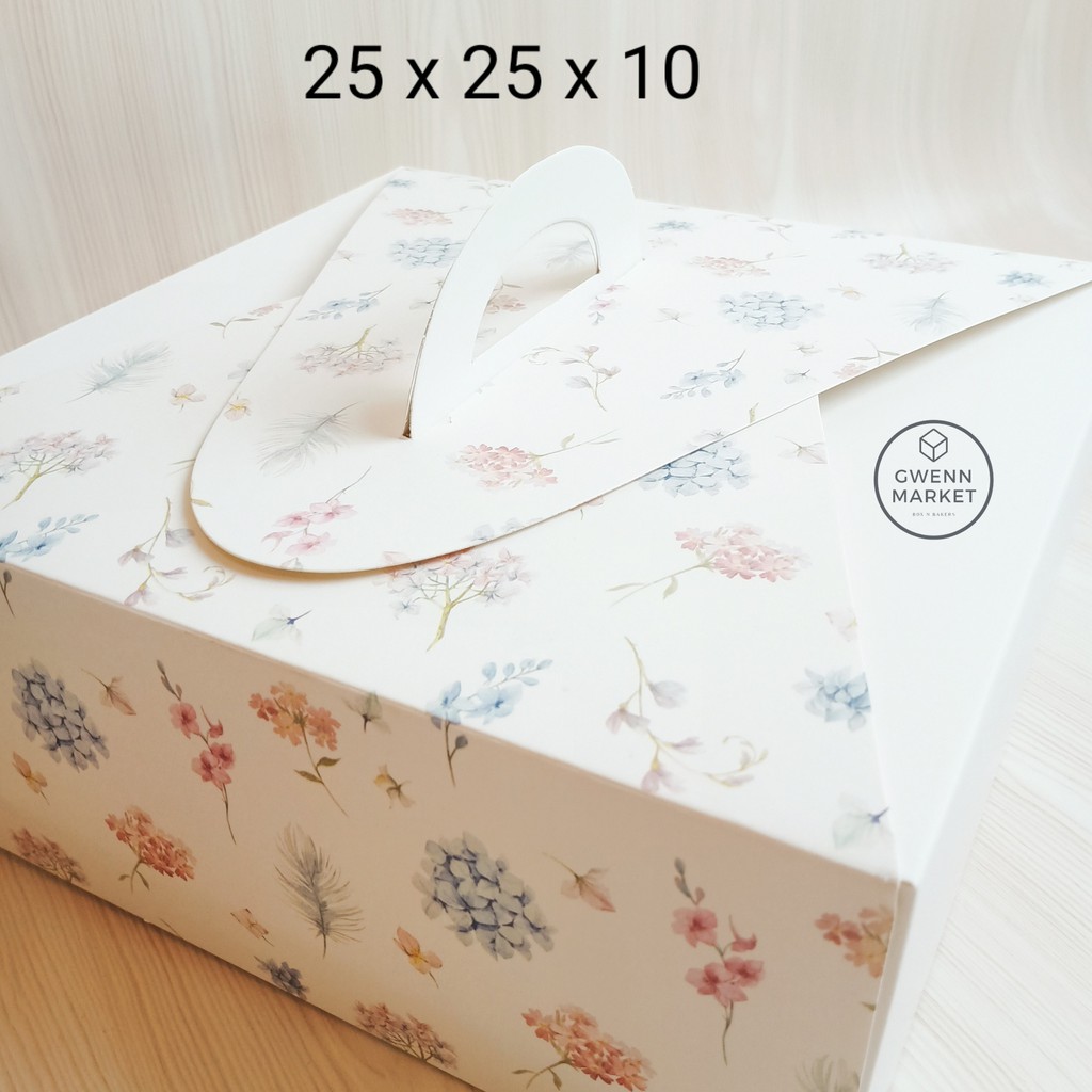 

Dus kue per 5pcs kotak kue kotak cake box kue white blue flower 25cm