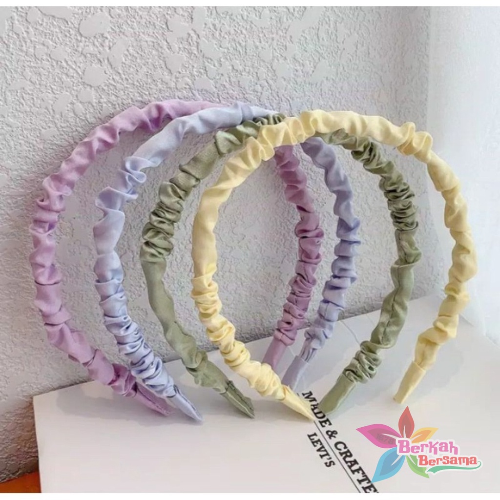 RT45 Scrunchie Bando Bandana Headband Scrunchie serut satin polos korea instant fashion wanita BB6062