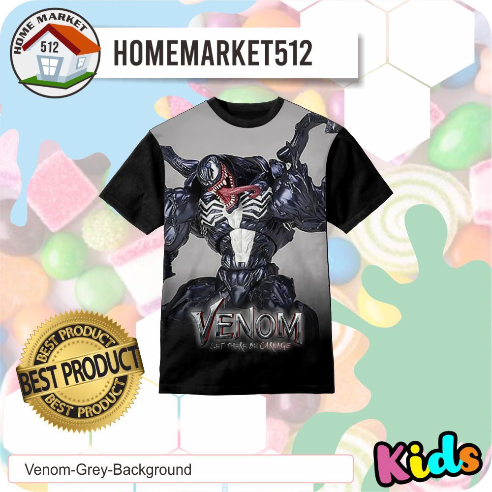 Kaos Anak Venom Grey Background Kaos Anak Laki-Laki Dan Perempuan | HOMEMARKET512-0