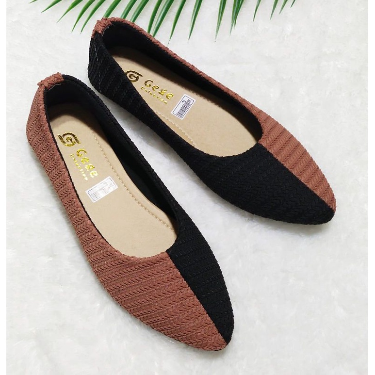 Sepatu flat dixsi belang alas Karet anti licin