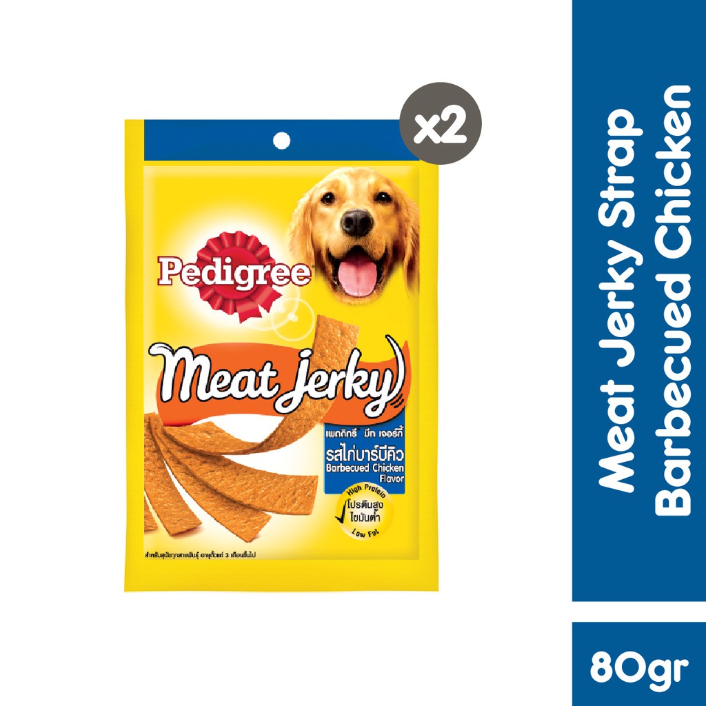 PEDIGREE® Meat Jerky Strap Snack Anjing 80 g - Isi 2-Barbecued Chicken