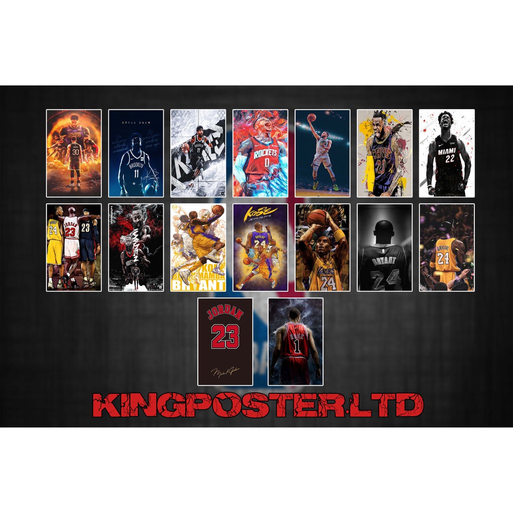 [16pcs] POSTER NBA/POSTER DINDING/POSTER BAND/WALLPAPER/MICHAEL JORDAN/KOBE