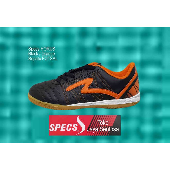 {KUALITAS TERBAIK}     Sepatu Futsal SPECS HORUS IN black/orange