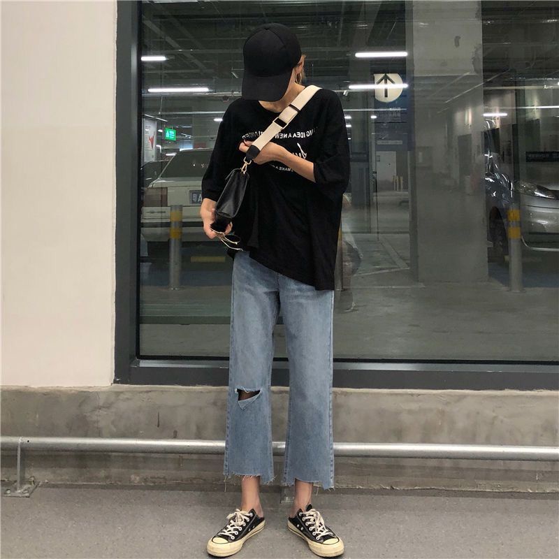 Jeans High Waist Murah / Celana HW jeans wanita/celana sobek lutut/celana jeans wanita