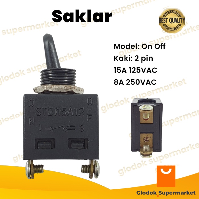 Saklar On Off Mesin Gurinda Switch Toggle 2 Pin Hitam