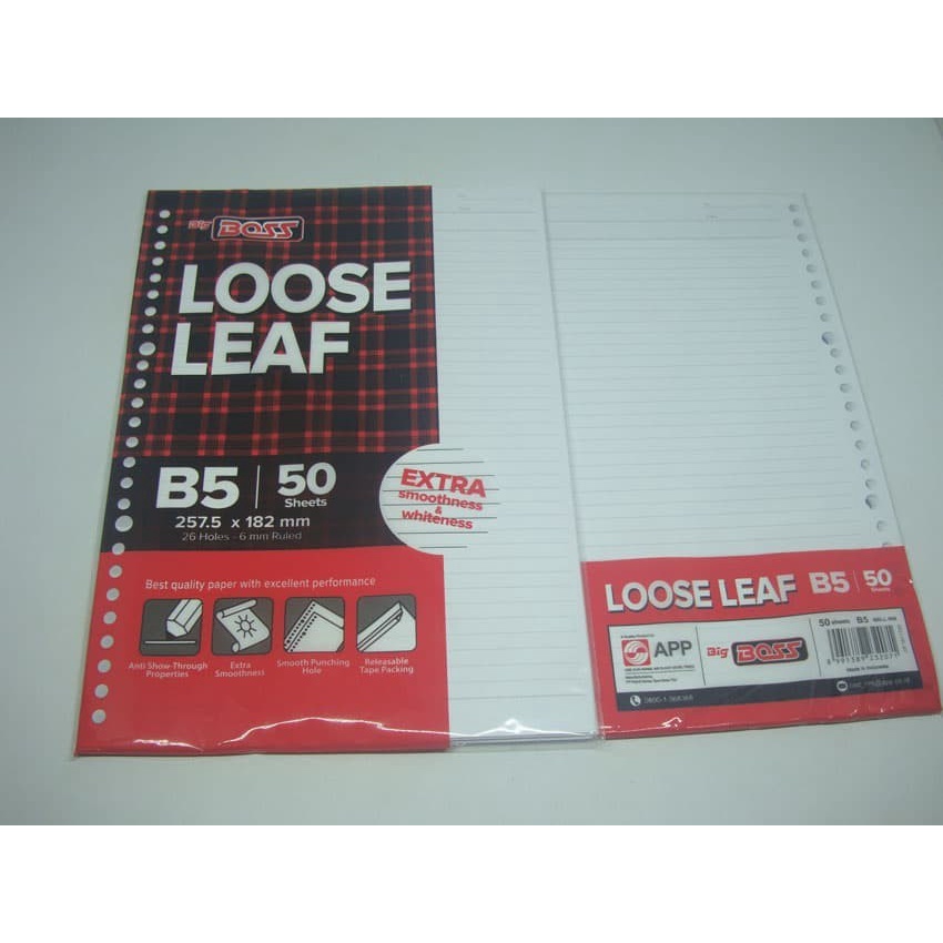 

KERTAS REFILL / ISI FILE / ISI BINDER / LOOSE LEAF B5-50 BIG BOSS