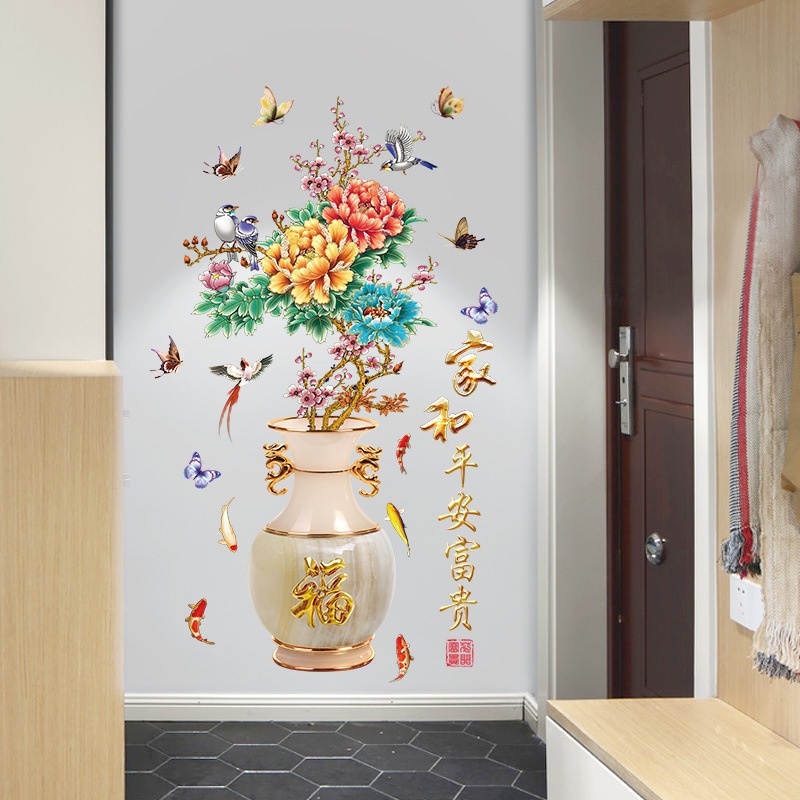 Stiker Hias Dekorasi  Wallsticker Motif Bunga Transparan Wallpaper Custom