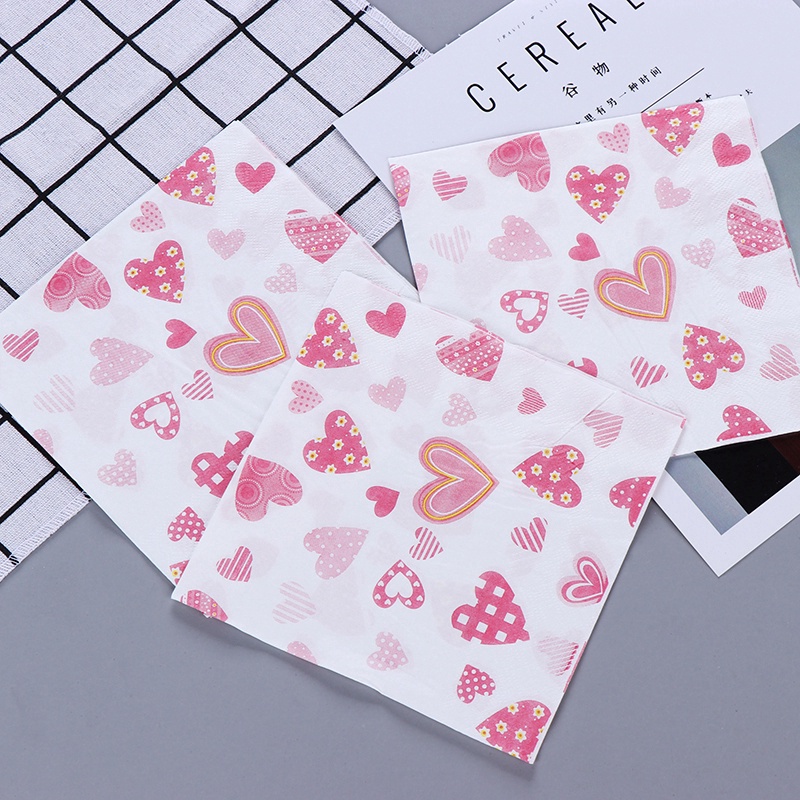 20pcs Heart Printing Wedding Napkins/paper Towel Party Supplies Birhtday