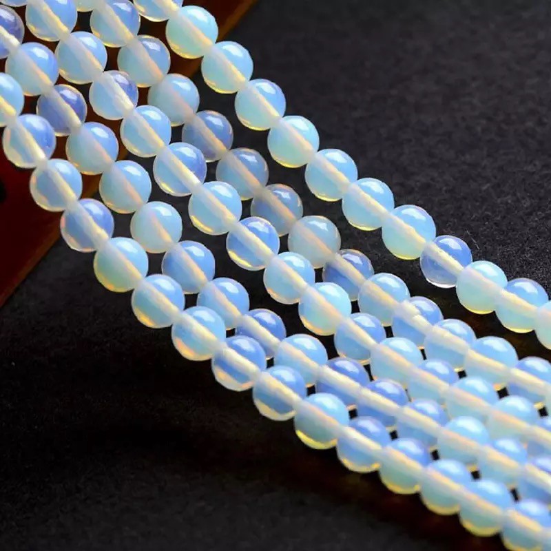 bahan kalung gelang moonstone opalite renceng batu akik tembus senter 8mm natural aksesoris supplier