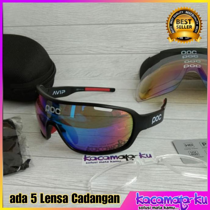 Mas.Bridgett - Kacamata Gowes Sepeda Pria Wanita POC AVIP 5 Lensa - Free Lensa Minus