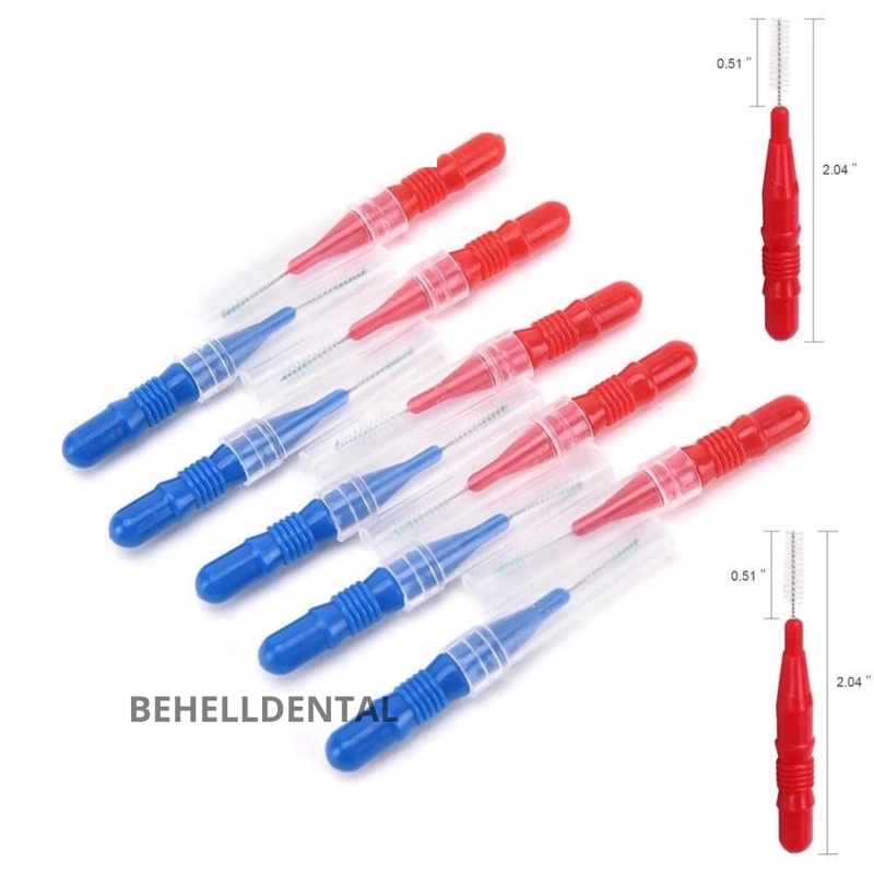 BEHELLDENTAL/ INTERDENTAL BRUSH SIKAT SELA CELAH GIGI ORTHO BEHEL TOOTH PICK DENTAL FLOSS MERAH BIRU