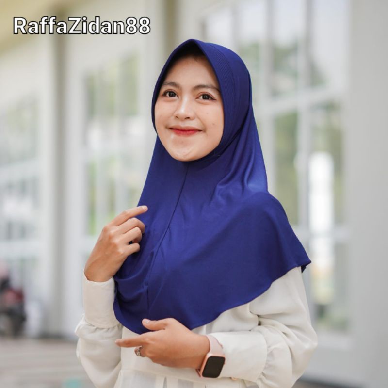 Jilbab Bergo Hamidah Jersey | Bergo Sport Jersey Premium | Kerudung Sekolah Size M-NAVY
