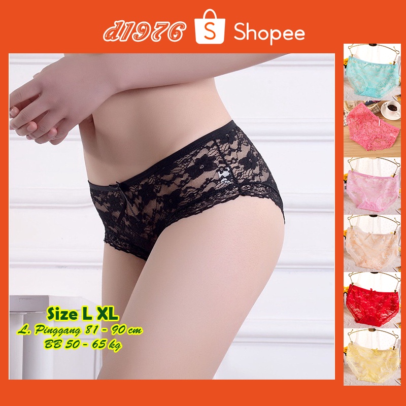 d1976 CD Celana Dalam Wanita Seksi Size L XL GString Sexy G String Cewek Elastis Underwear Transpara