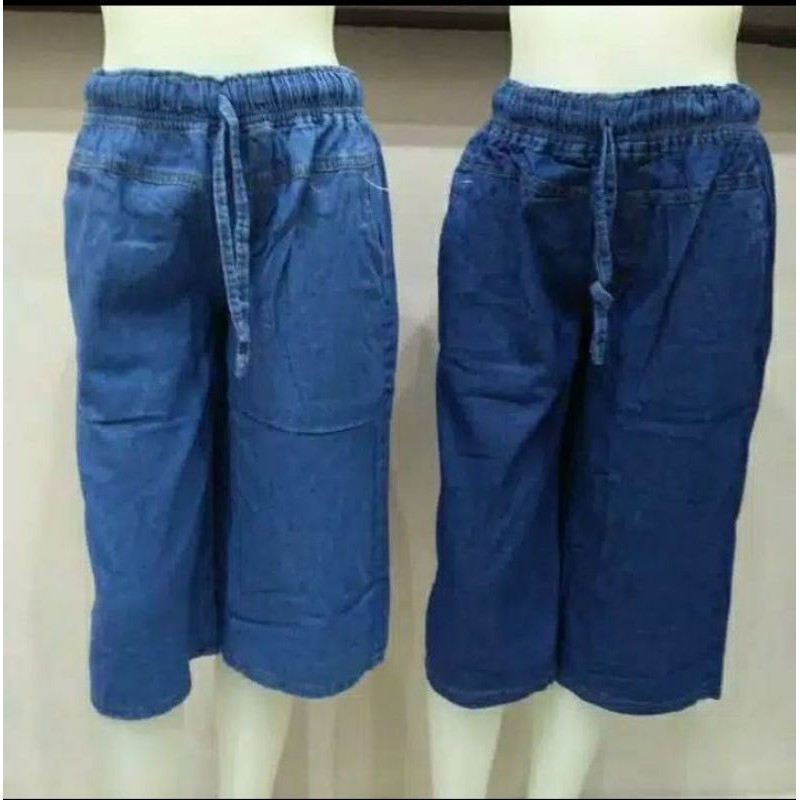 Celana Jeans kulot pendek bahan denim