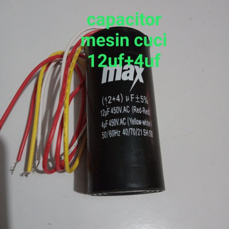 CAPACITOR mesin cuci 12uf+4uf