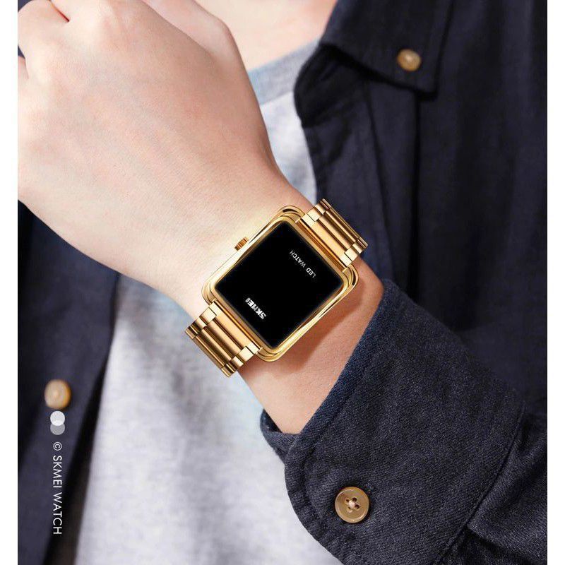 Jam Tangan Rantai LED WATCH Water Resistant SKMEI 1505 || Gold