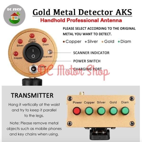 Metal Detector jarak jauh AKS 3D Wide Range Gold Emas Diamond Silver