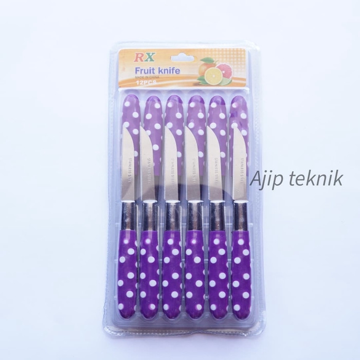 Pisau Buah Kecil Motif Polkadot (12pcs)