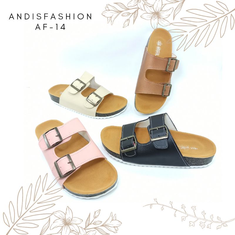 Sandal Selop Wanita Sendal Birken Motif Gesper Sandals Slide Andis AF14