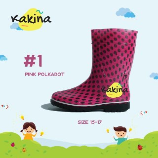 Sepatu Boots Anak / AP Boots Anak /Boots Pink Polkadot