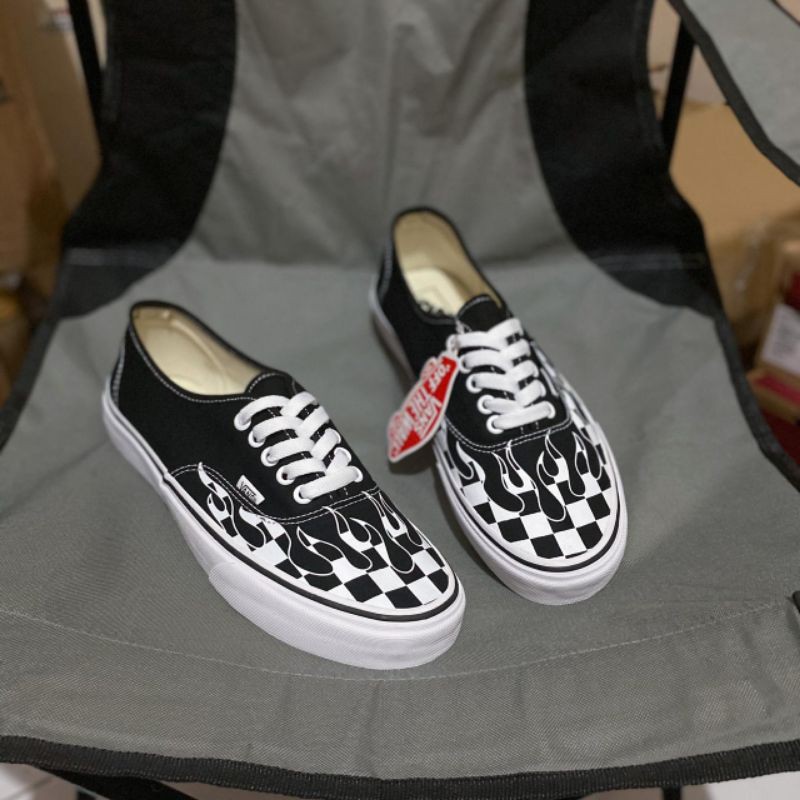 Vans Authentic Flame Checkerboard Black white original