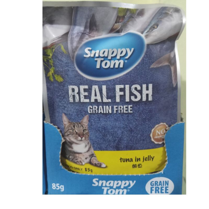 snappy tom makanan kucing sachet tuna jelly 85g makanan basah sachet murah