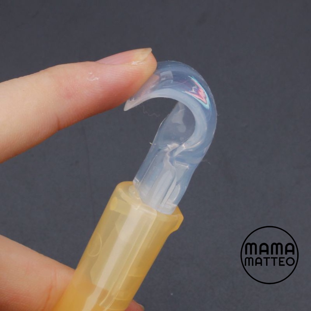 Sendok Makan Bayi Silikon Panjang / Sendok Panjang Lentur Anak MPASI Baby Silicone Long Spoon Lentur Warna Pink Orange Biru Hijau