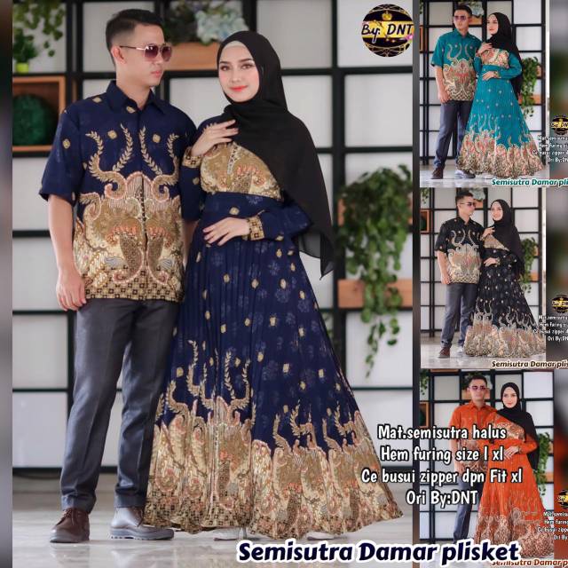 Couple Gamis Batik Semisutera Damar Plisket HQ