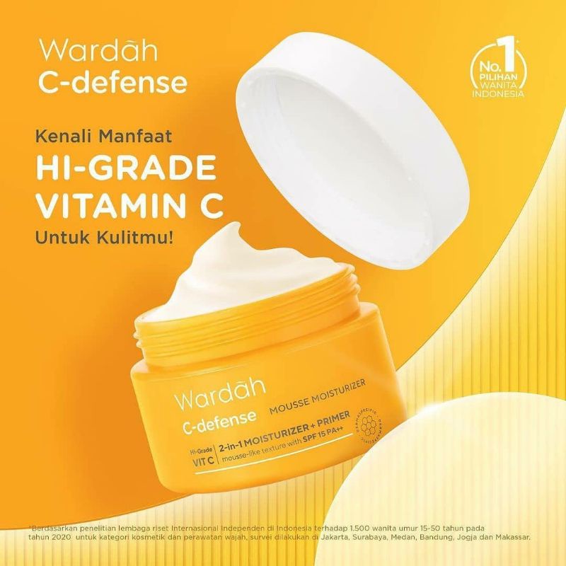 Wardah C defense Mousse Moisturizer | Pelembab Wajah | Krim Siang | Vitamin C