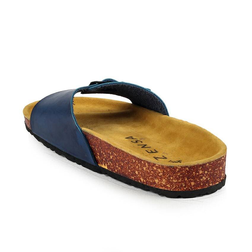 Hestia Navy | Sendal Jepit Tali Kulit Simpel Kayu Wanita Women Sandal Footwear Ori | FORIND x Zensa