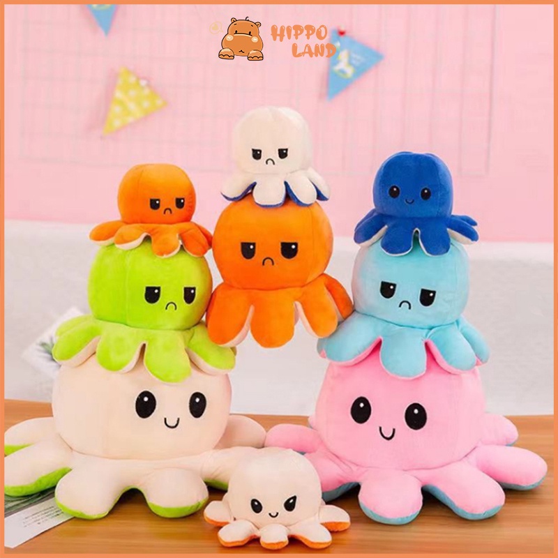 HIPPO LAND Boneka Gurita Octopus Doll Bisa Bolak Balik Cumi Ekspresi Rainbow Pelangi147-196-197