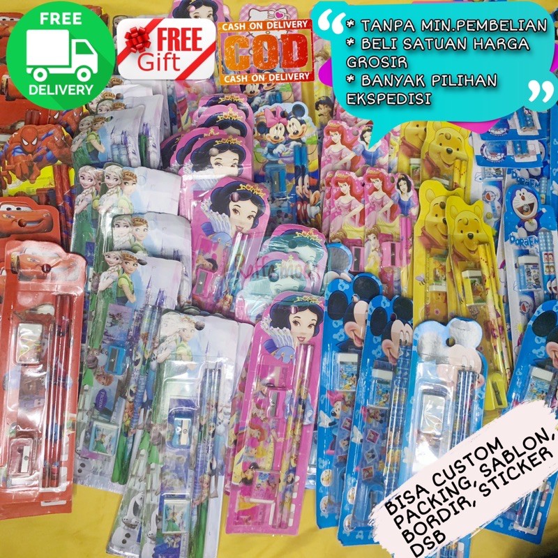 

Dijamin Murah Souvenir Ulang Tahun Anak Set Kotak Pensil Sekolah Karakter Boneka