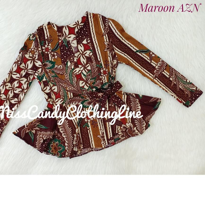 Best  Atasan Batik / Atasan Batik Modern / Blouse Batik Modern /  Atasan Batik Wanita model peplum t