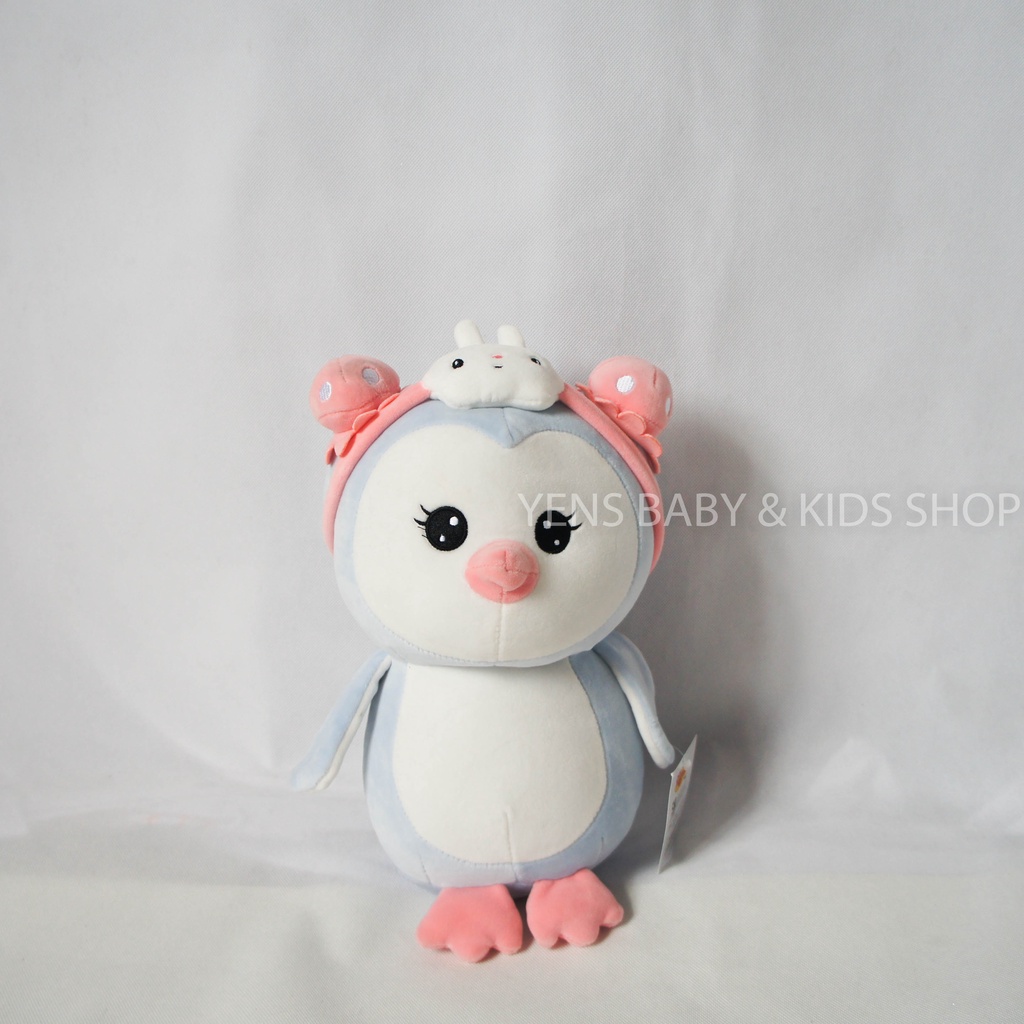 Boneka Pinguin Topi Bunga + Tas - Mainan Boneka